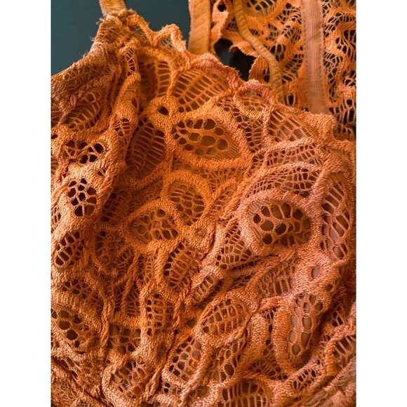 Pink Victoria's Secret Ornge Lace Front Hook Bra Size 32C - Picture 2 of 8